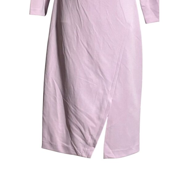 Calvin Klein Lilac Asymmetrical Neck Dress Womens 4 3/4 sleeve Bottom Slit - Picture 5 of 8